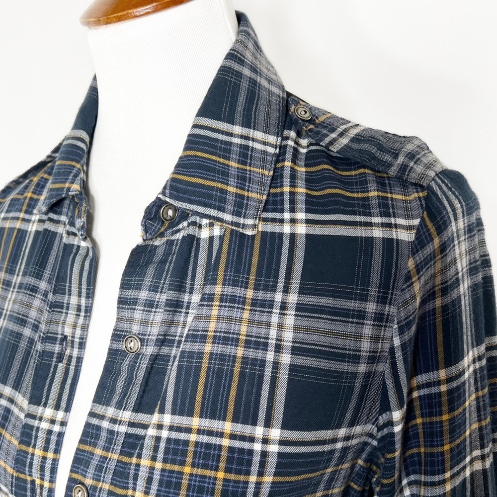 Sam Edelman Navy Blue Plaid Shirtdress, Maxi Shirt, Maxi Top, Cardi, Duster - Picture 4 of 14